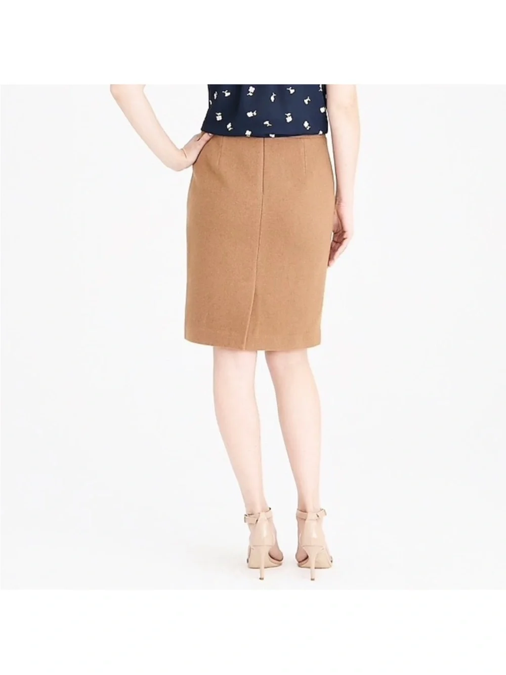 J. Crew Double-Serge Wool Classic Preppy Pencil Skirt In Camel/Tan Size 8 NWT